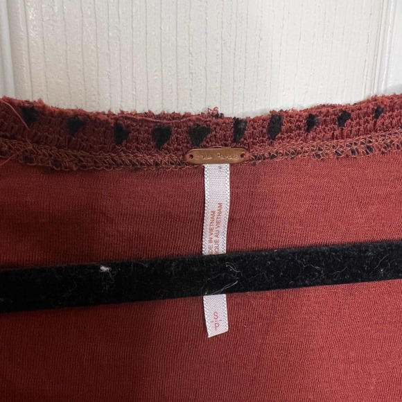 Free People Cozy Day Striped Knit Flounce Dress Size Small Brown/Black - Picture 8 of 8